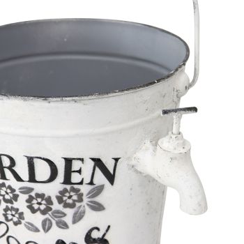 Country Garden Bucket Planter w Decorative Tap 27cm
