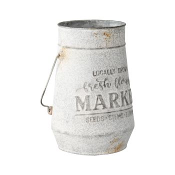 Distressed Flower Market Planter w Handle 26cm