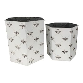 Set 2 Hexagon Bee Planters 30cm