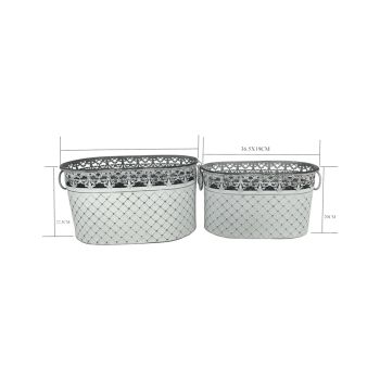 Set 2 French Country Oval Planter / Storage 40cm