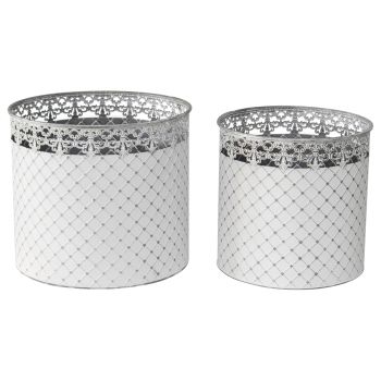 Set 2 French Country Round Planter / Storage 32cm