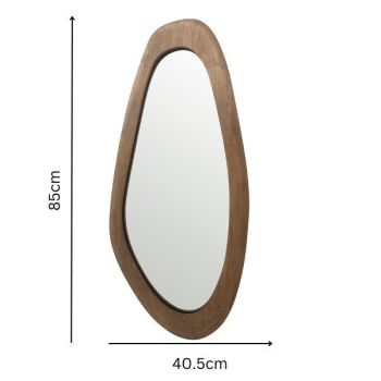 Mid Century Asymmetric Wood Framed Wall Mirror 40x85cm