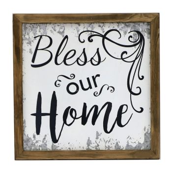 Bless Our Home Timber Framed Wall Art 40cm