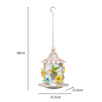 Hanging Mesh Birdfeeder w Flowers + Bird 58cm