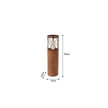 Rust Round Pillar Candle Holder 55cm