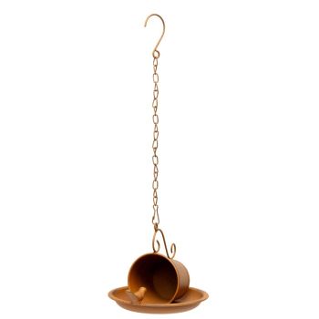 Rust-Look Hanging Cup + Saucer Birdfeeder 45cm