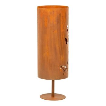 Rust Round Pillar Candle Holder 26cm