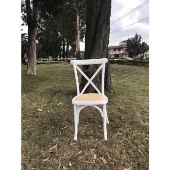 Crossback Dining Chair White Stackable 91cm