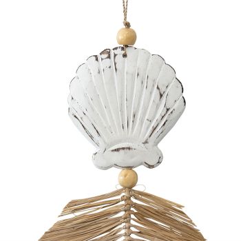 Handcrafted Shell W Grass Wall Art 18x50cm