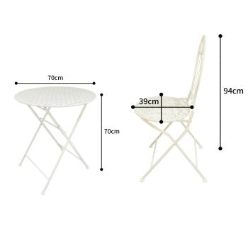 Riviera Round Table + 2 Chairs Set 94cm