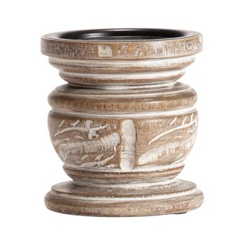 Mangowood Squat Pillar Candle holder 10cm