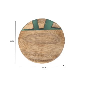 Handcrafted Coastal Finish 4pc Coaster Set w Tie 10cm