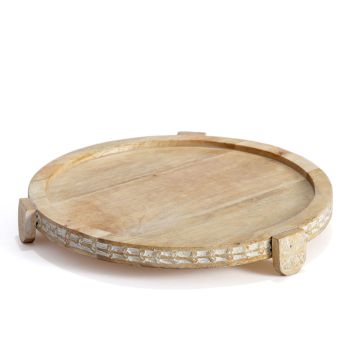 Mango Wood Round Footed Cake Stand 30cm