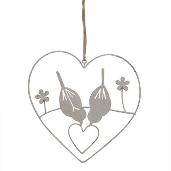 Hanging Lovebirds in Heart 15cm