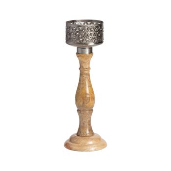Punched Flower Pillar Candle holder 35cm