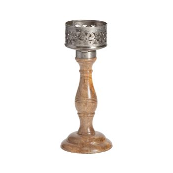 Punched Flower Pillar Candle holder 26cm