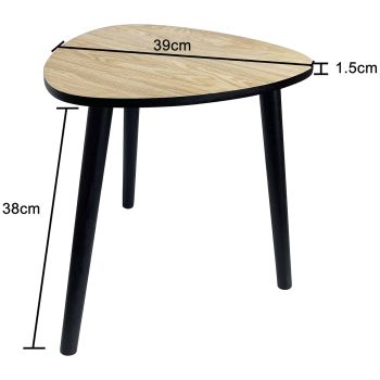 Contemporary Abstract 3 Legged Side Table 40cm