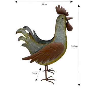 Distress Finish Rooster Planter / Storage Holder 39cm