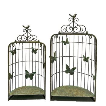 Set 2 Nested 'Butterfly Cages' Wall Planters 71cm, 62cm