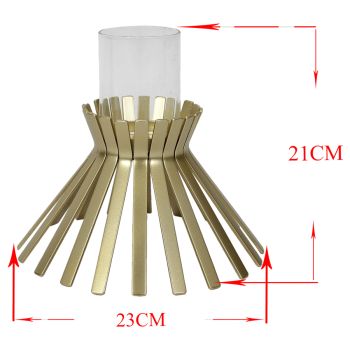 Aura Slatted Pillar Candleholder 23x21cm