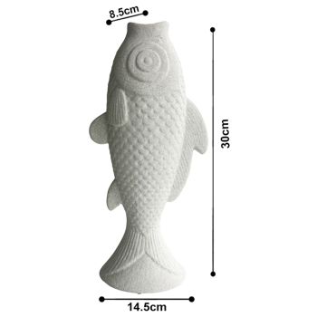 Contemporary White Fish Vase / Ornament 30cm