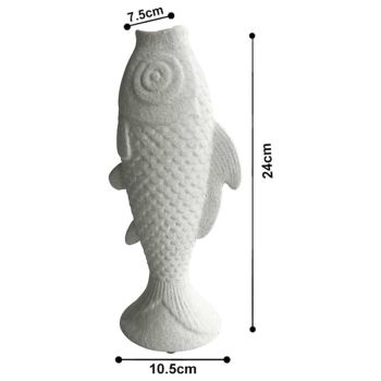 Contemporary White Fish Vase / Ornament 24cm