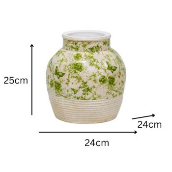 Glazed Green Stoneware Look Vase 25cm