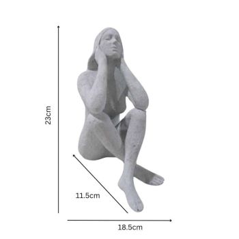 Lady Statue w Elbows On Knees 23cm