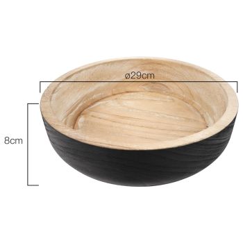 Nero Round Wooden Bowl 29x8cm
