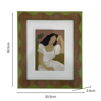 Sitting Lady in White Dress Framed Wall Art 36cm