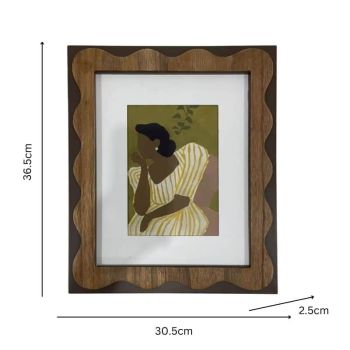 Sitting Lady in Striped Dress Frammed Wall Art 30cm