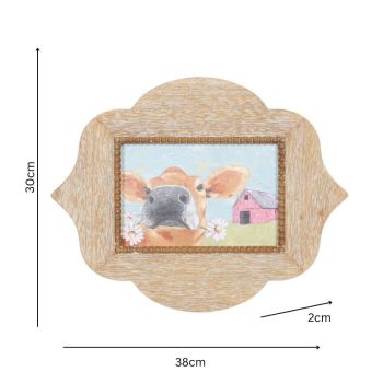 Cow W Daisies Framed Wall Art 38cm