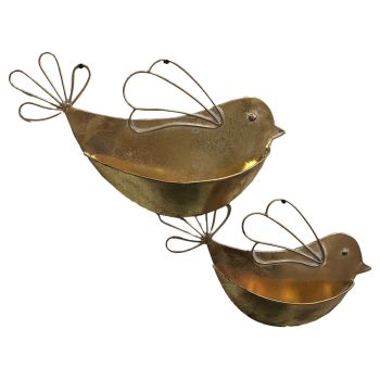 Set 2 Nested Lustre Gold Wall Planters 8x29cm