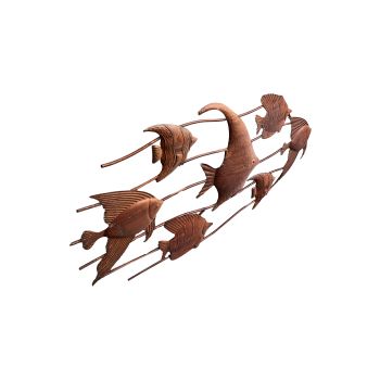 Rust School Of Fish Wall Art 90cm