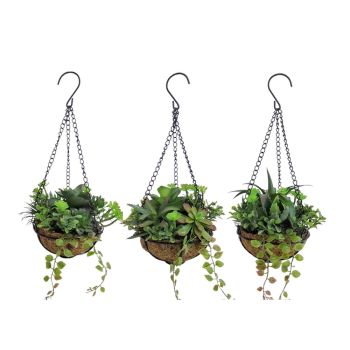 Set 3 Artificial Hanging Succulents 38cm