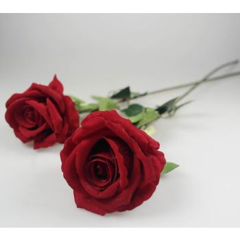 bulk 48 Articial Single Stem Rose Red 62cm