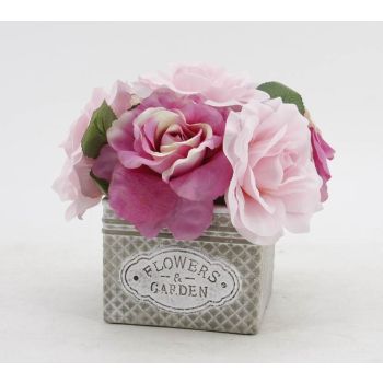 Artificial Peony Rose in Ceramic Pot 20cm