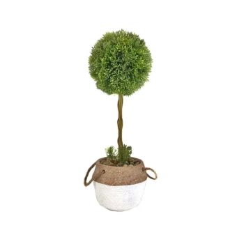 Artificial Single Ball Topiary in Cement Pot 43cm