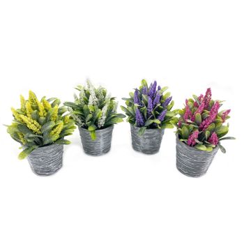 Set 4 Artificial Lavender In Plastic Pot 7x19cm