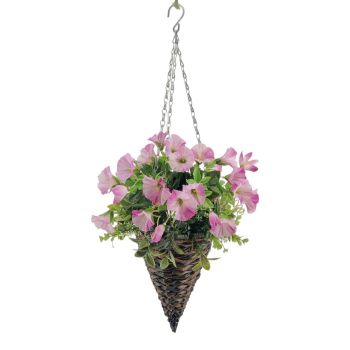 Artificial Hanging Flower in Rattan Pot 72cm