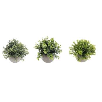 Set 3 Artificial Plant in Cement Pot Assort 18cm