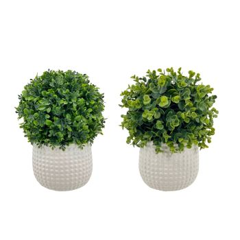 Set 2 Artificial Boxwood Topiary Ball in Ceramic Pot 29cm