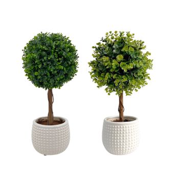 Set 2 Artificial Boxwood Topiary Ball in Ceramic Pot 46cm
