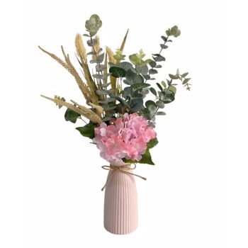 Artificial Floral Arrangement In Ceramic Vase 10x58cm
