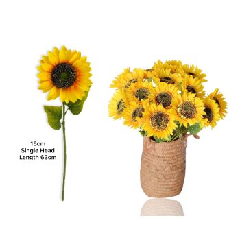 bulk 24 Artificial Sunflower Single Head 63cm