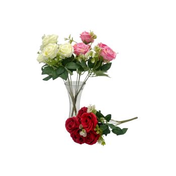 bulk 24 Artificial Rose 6 Branches 3 Assorted 10x40cm