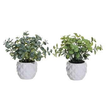 Set 2 Artificial Mini Greenery in Ceramic Pot 7x13cm