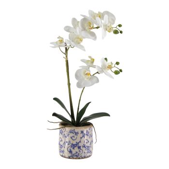 Real Touch Artificial Orchid in Ceramic Pot 53cm