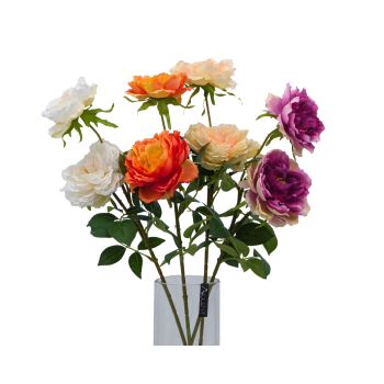 bulk 24 Artificial Peony Stem 2 Heads 4 Assort 61cm