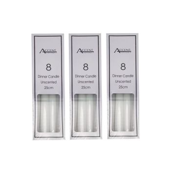 bulk 192 Unscented Dinner Candle White 25cm